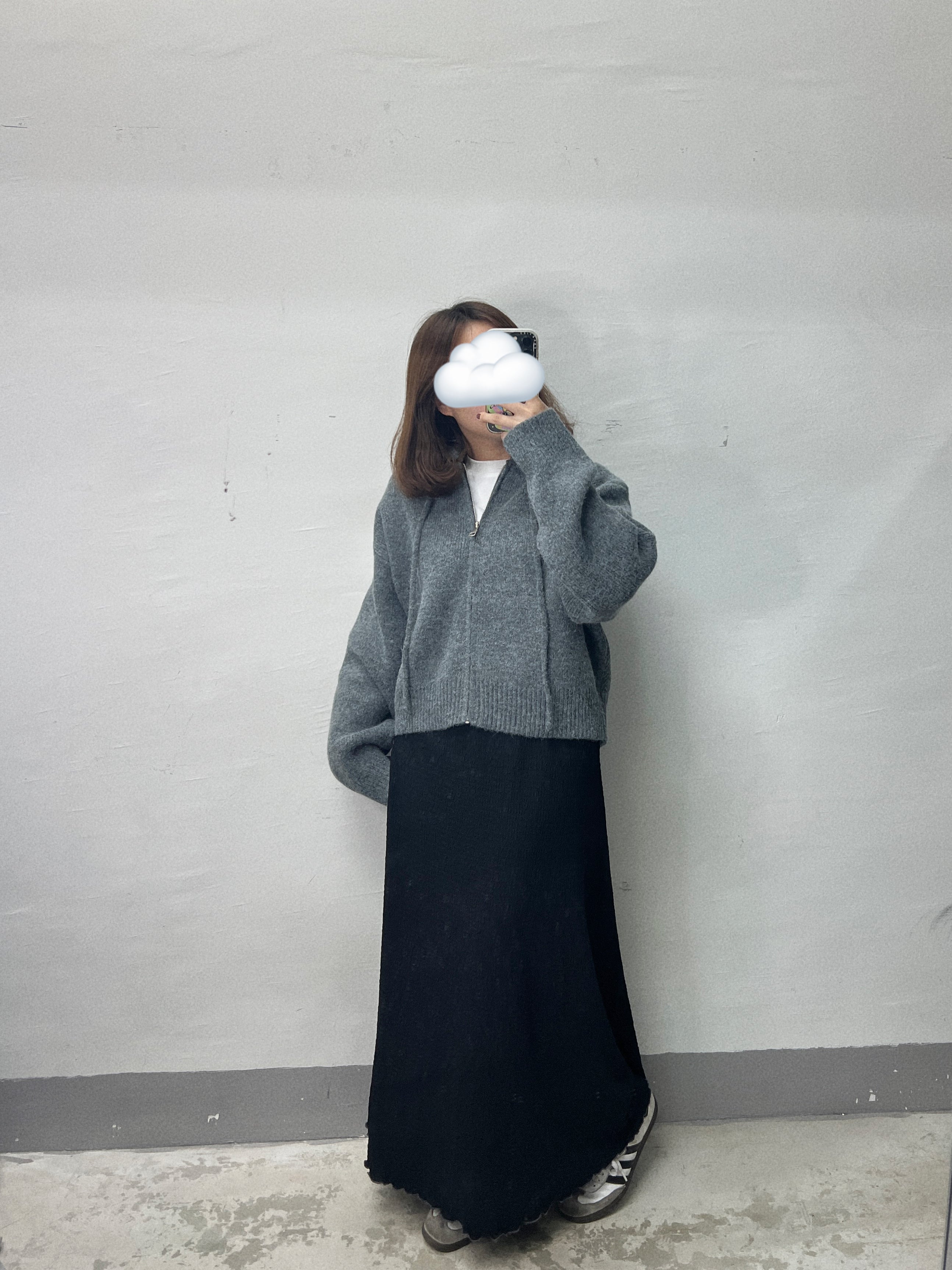 針織有帽拉鍊外套｜卡其