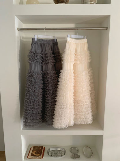 層層ruffle邊紗紗裙丨2 col