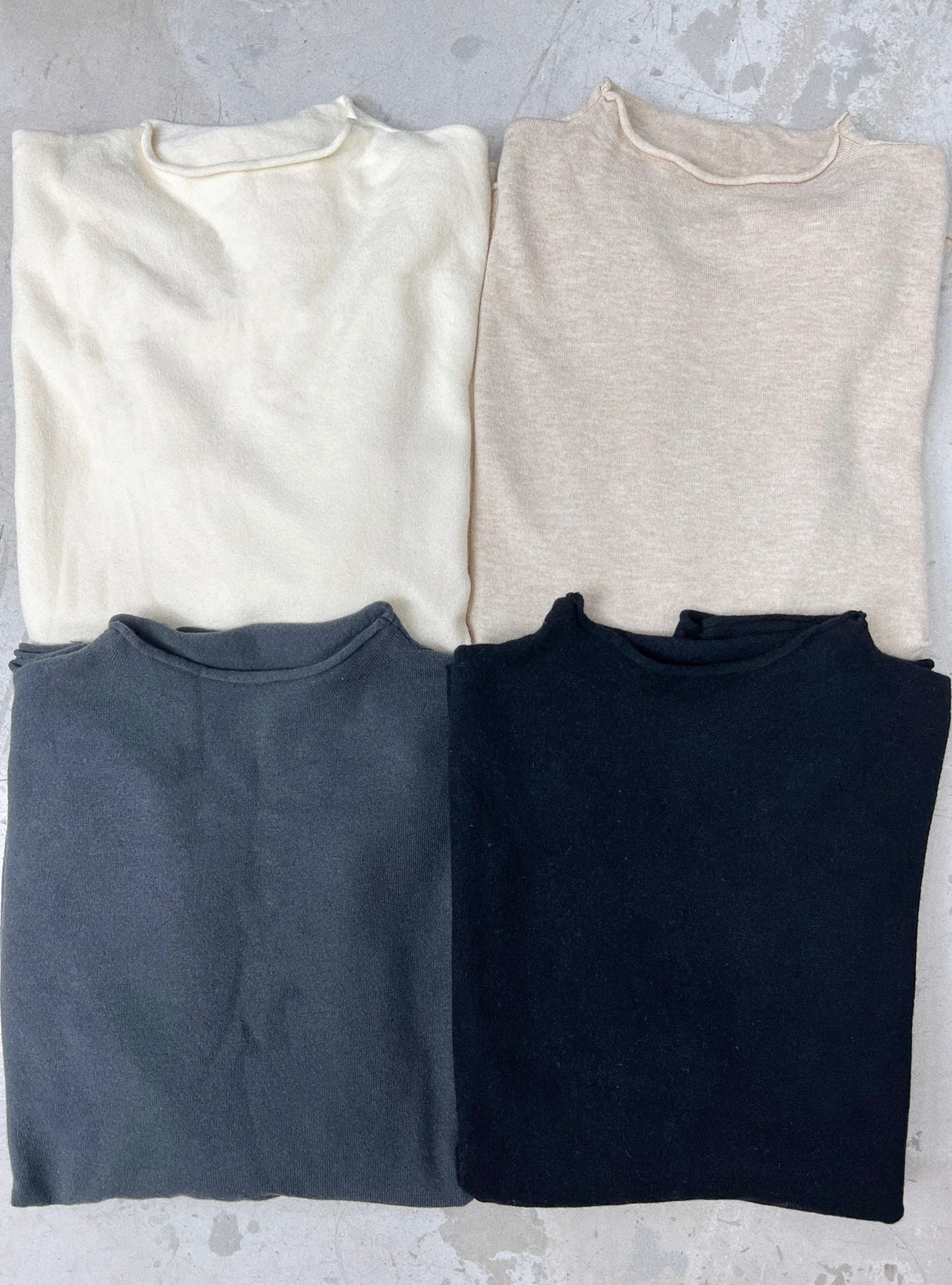 舒服軟滑薄針織捲邊打底｜啡綠