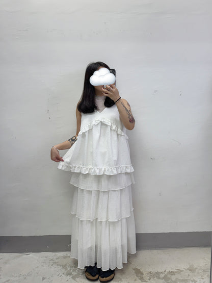 【SALE】v領ruffle外搭丨杏