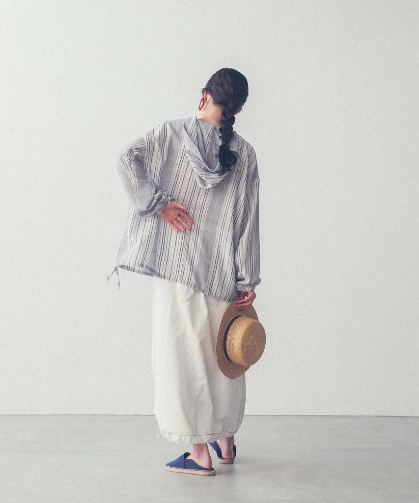 【SALE】綁帶蝴蝶結條子連帽top｜2 col