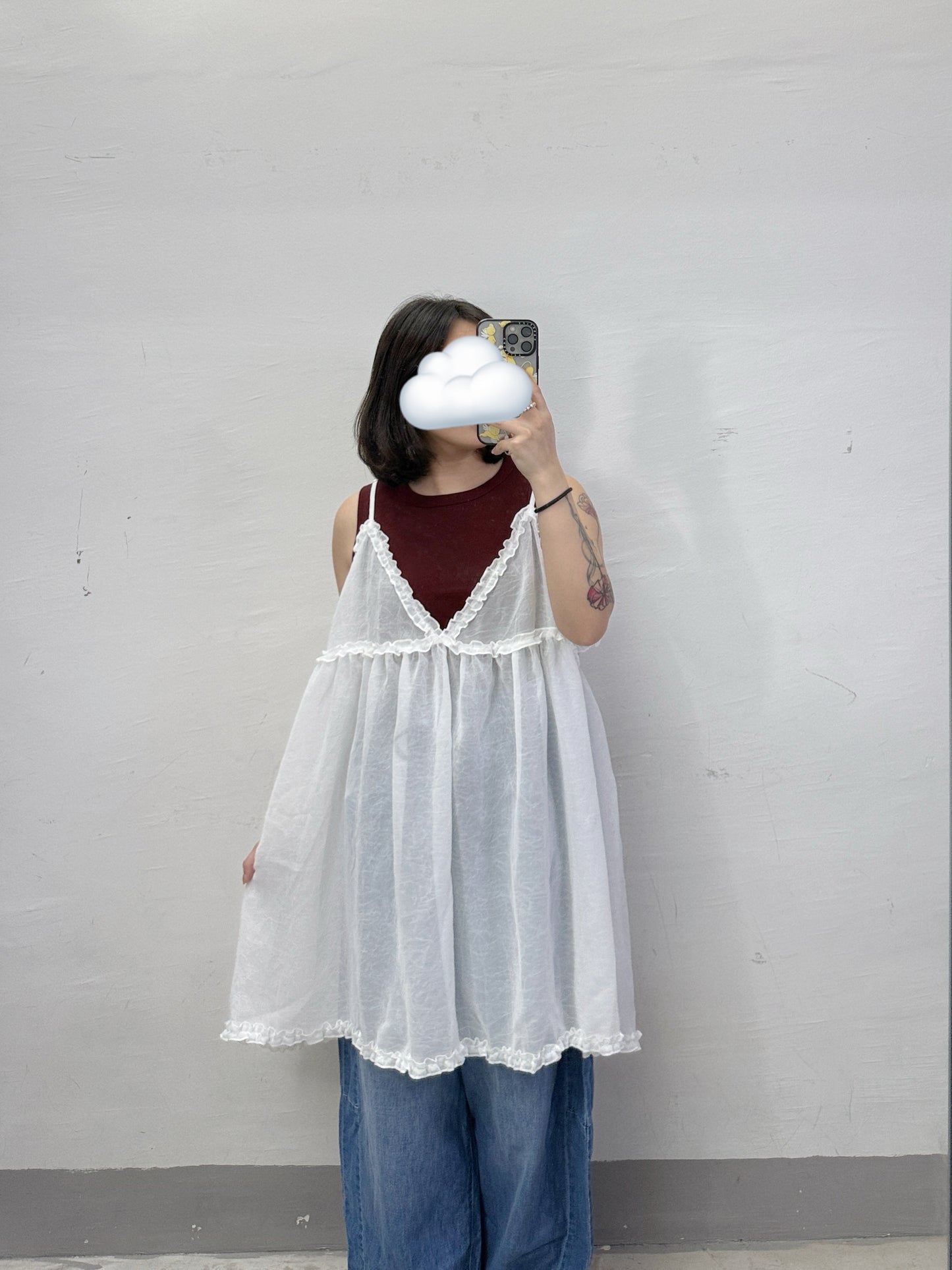 【新品優惠】ruffle邊透紗中長外搭丨3 col