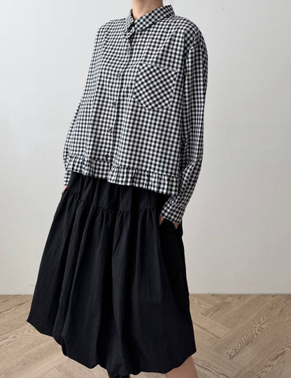 下擺ruffle反領恤top丨3 col