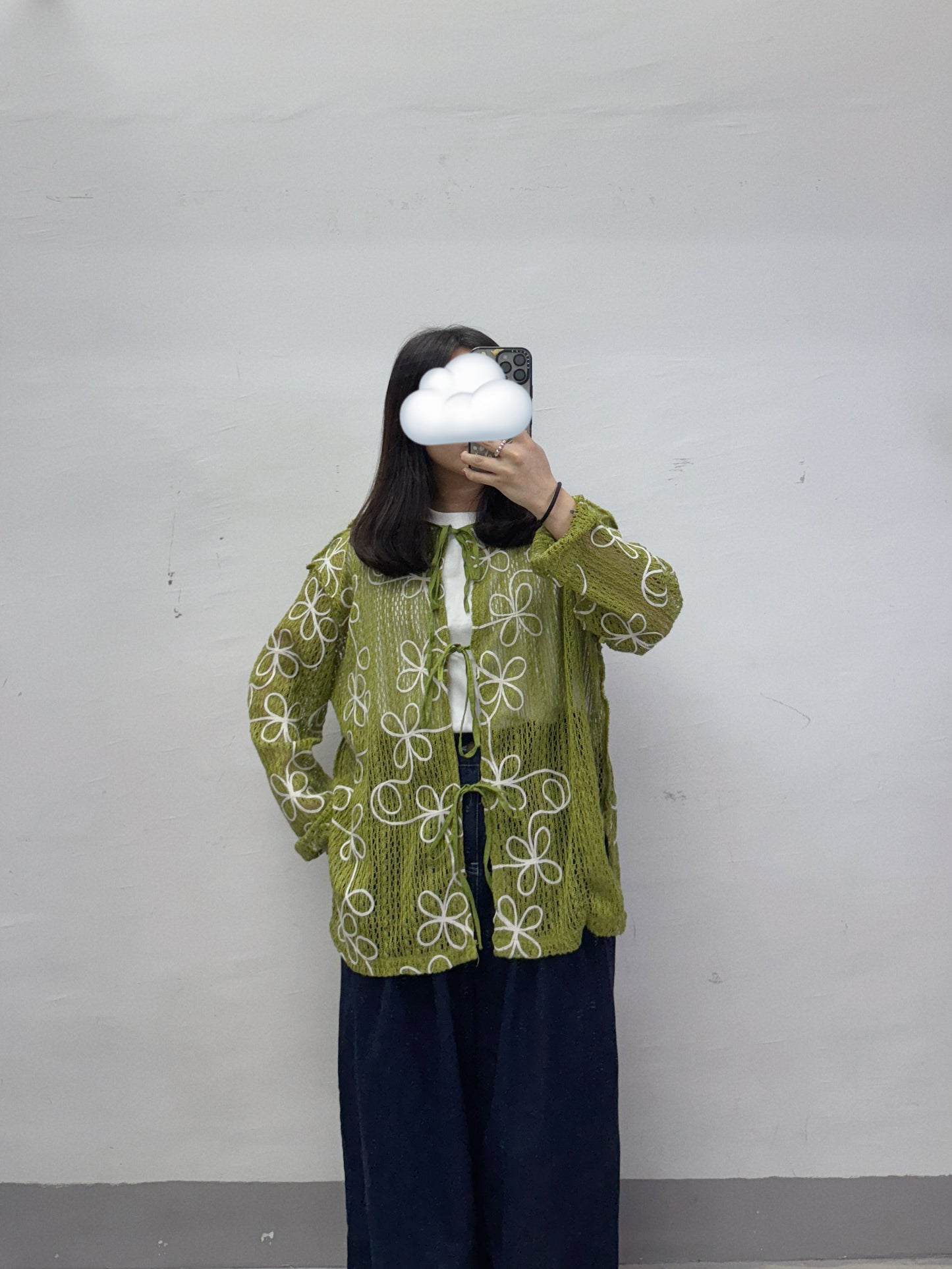 【SALE】花花紋網網針織綁帶外襯丨4 col