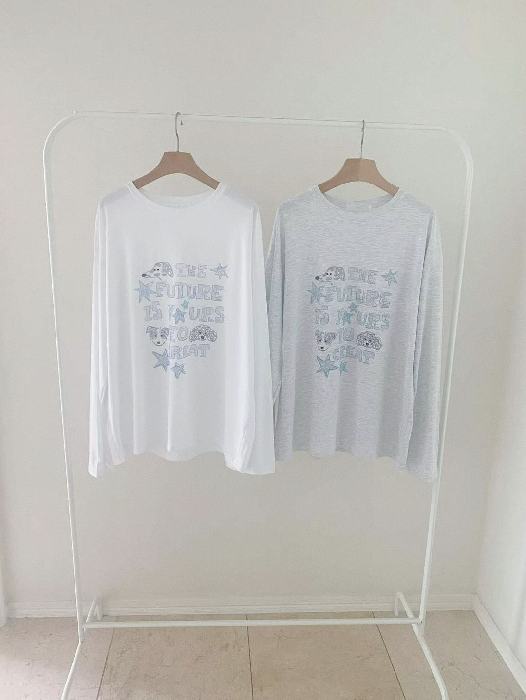 可愛狗狗文字print top丨2 col