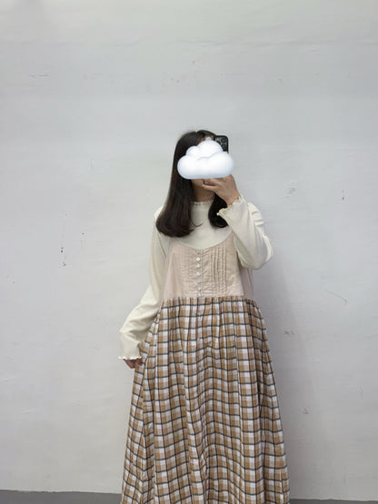 拼布bb棉格紋吊帶ops丨2 col