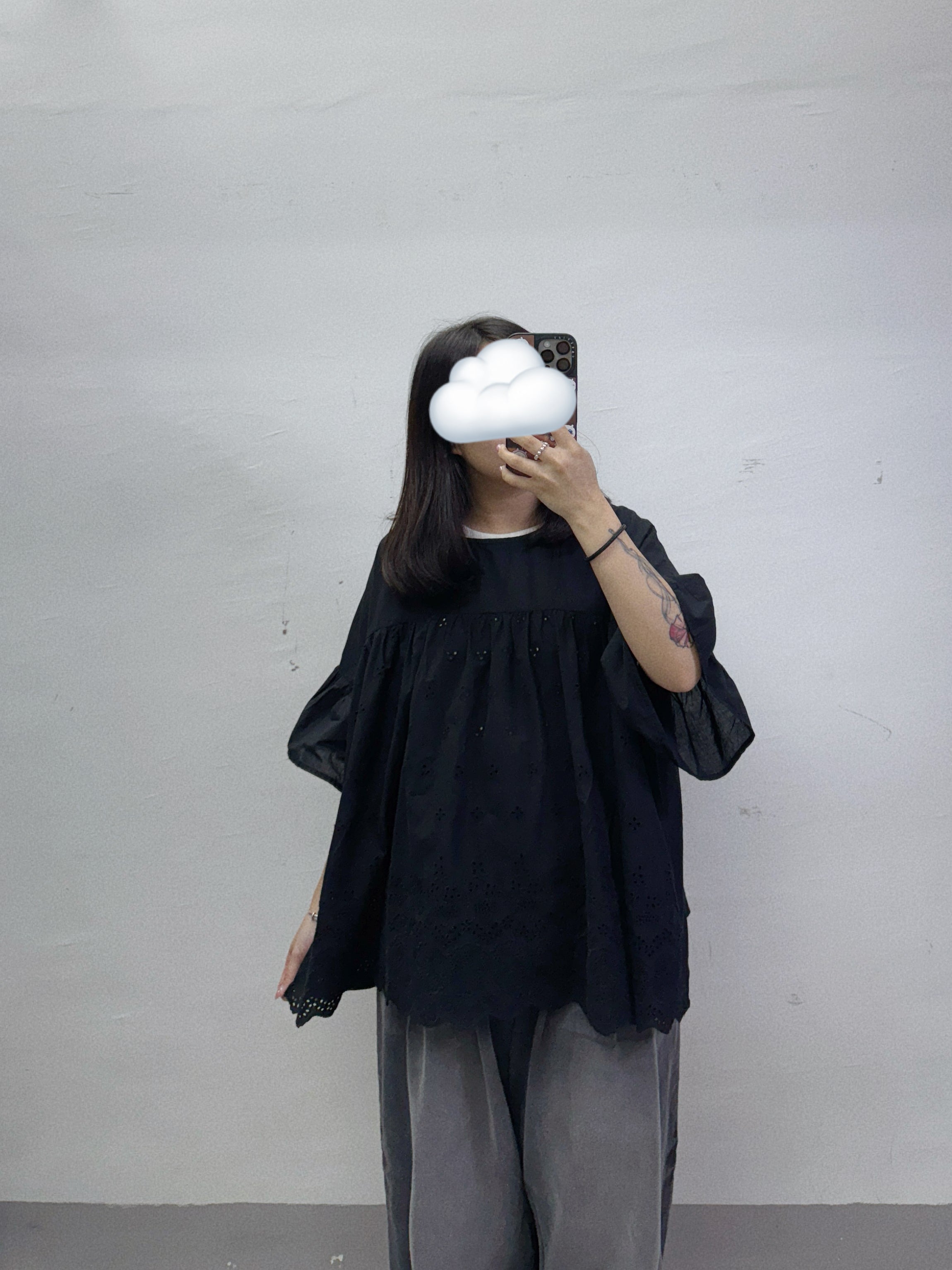 【SALE】簡約通花娃娃top丨白