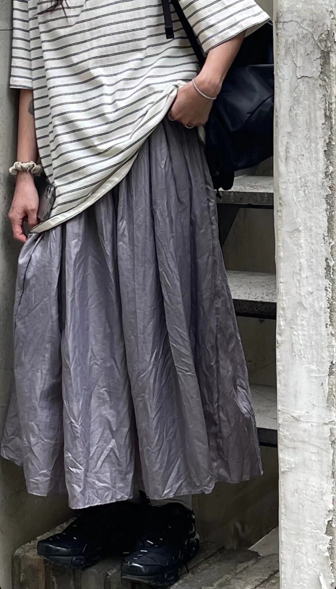 【SALE】嗦嗦料半身裙｜米白