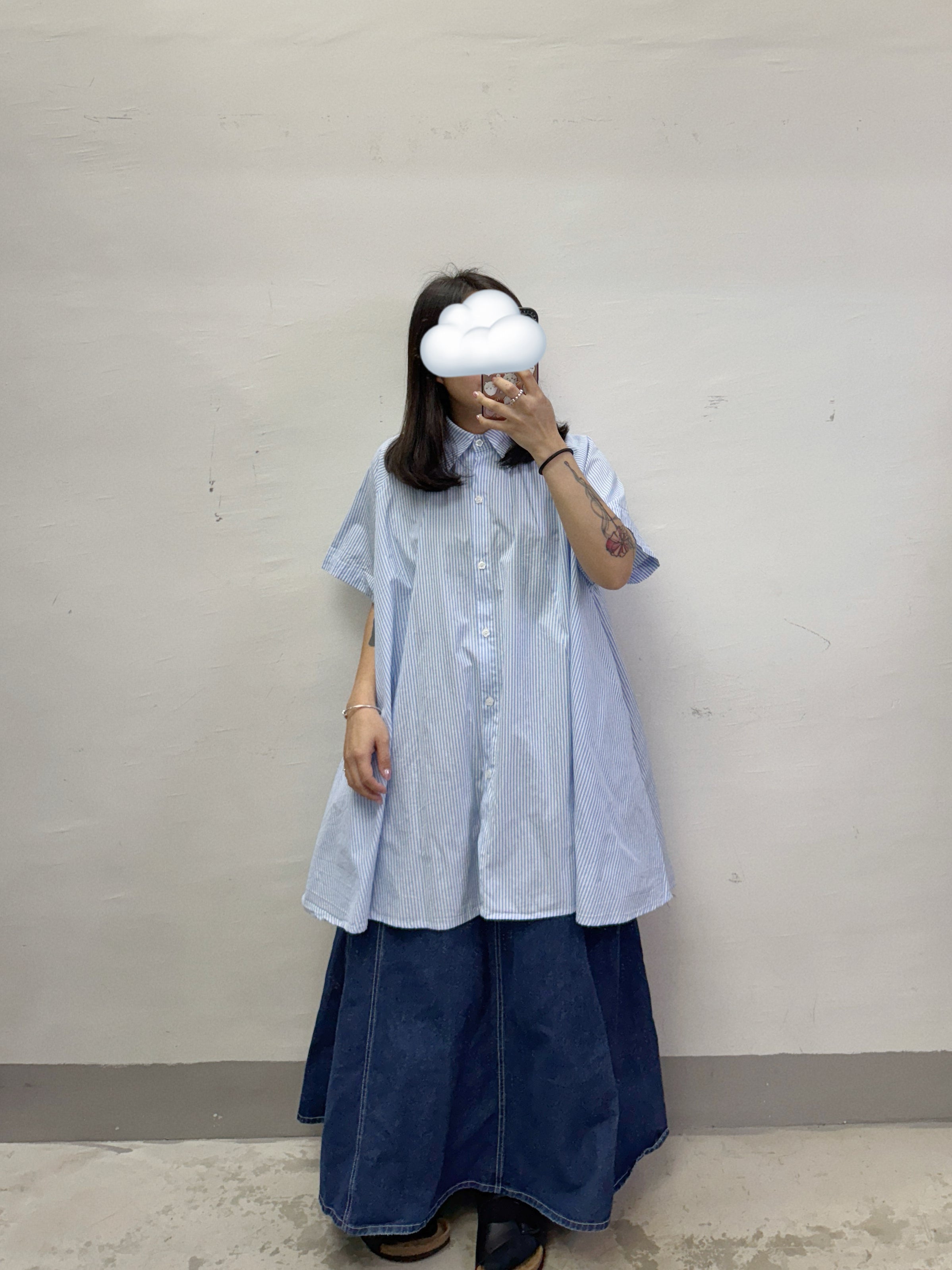 條紋傘型中長恤ops