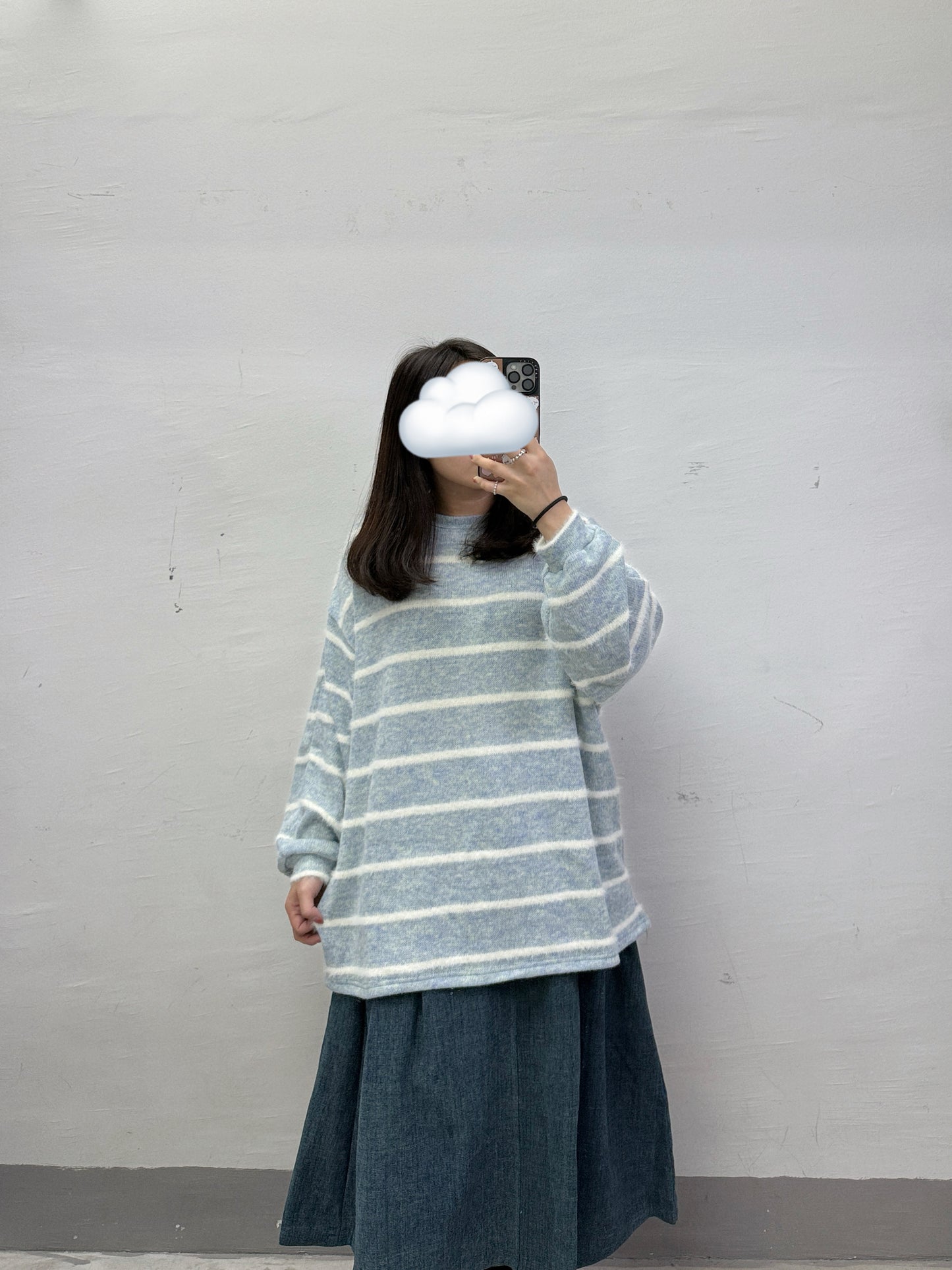 【SALE】針織條紋上衣丨藍