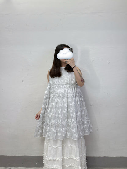 【SALE】閃閃印花ruffle中長背心/外搭丨3 col
