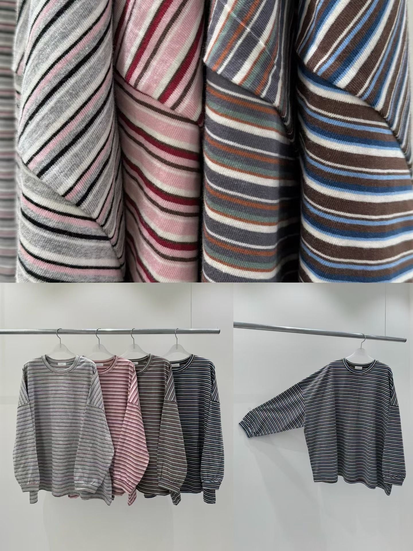 【SALE】靚拼色條紋上衣丨炭灰