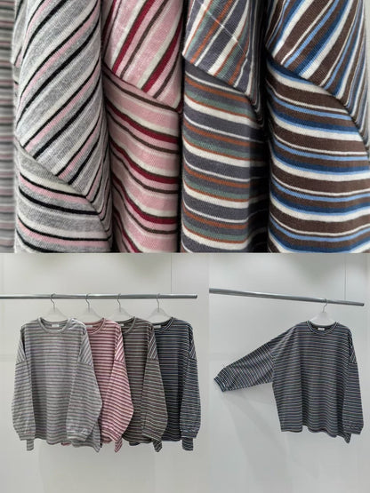 【SALE】靚拼色條紋上衣丨炭灰
