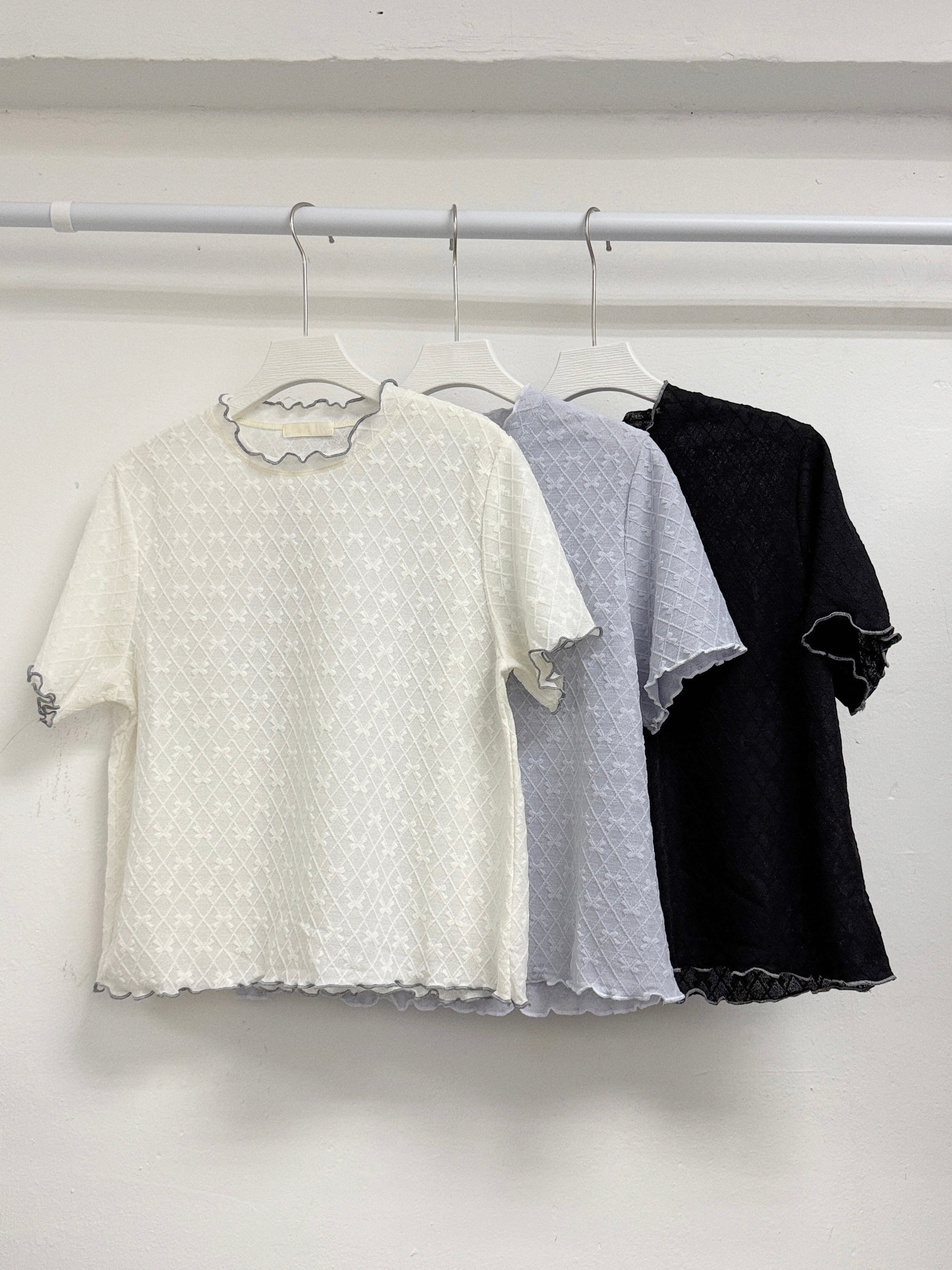 菱格蝴蝶花紋basic top丨3 col