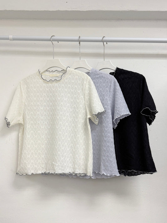 菱格蝴蝶花紋basic top丨3 col