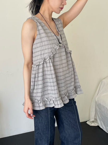 【新品優惠】暗紋v領ruffle外搭丨3 col