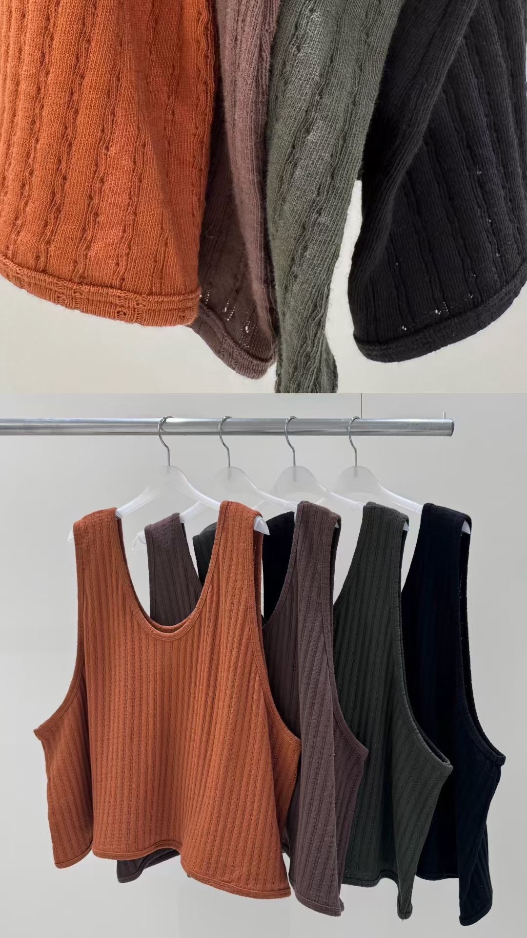 【SALE】暗條紋棉料U領外搭丨黑