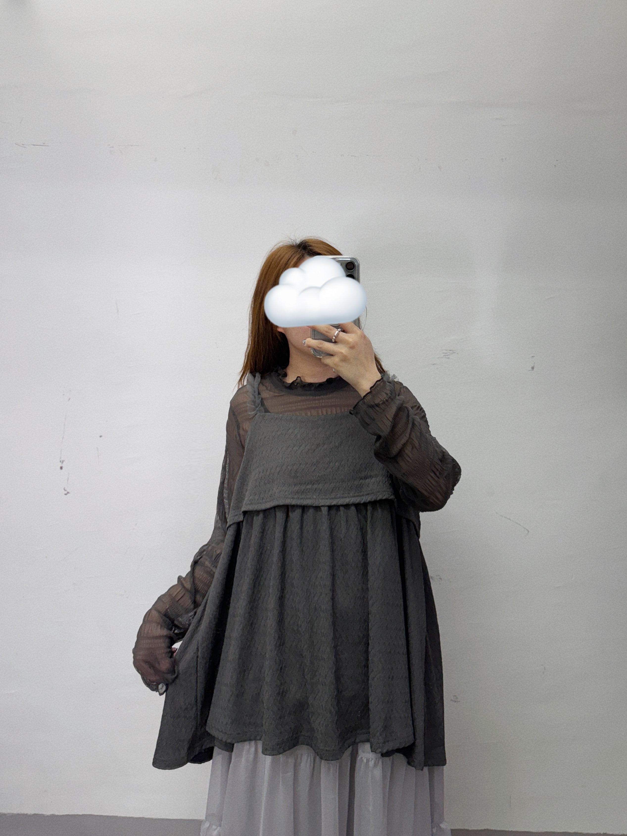 【SALE】ruffle紗紗肩帶暗紋外搭丨4 col