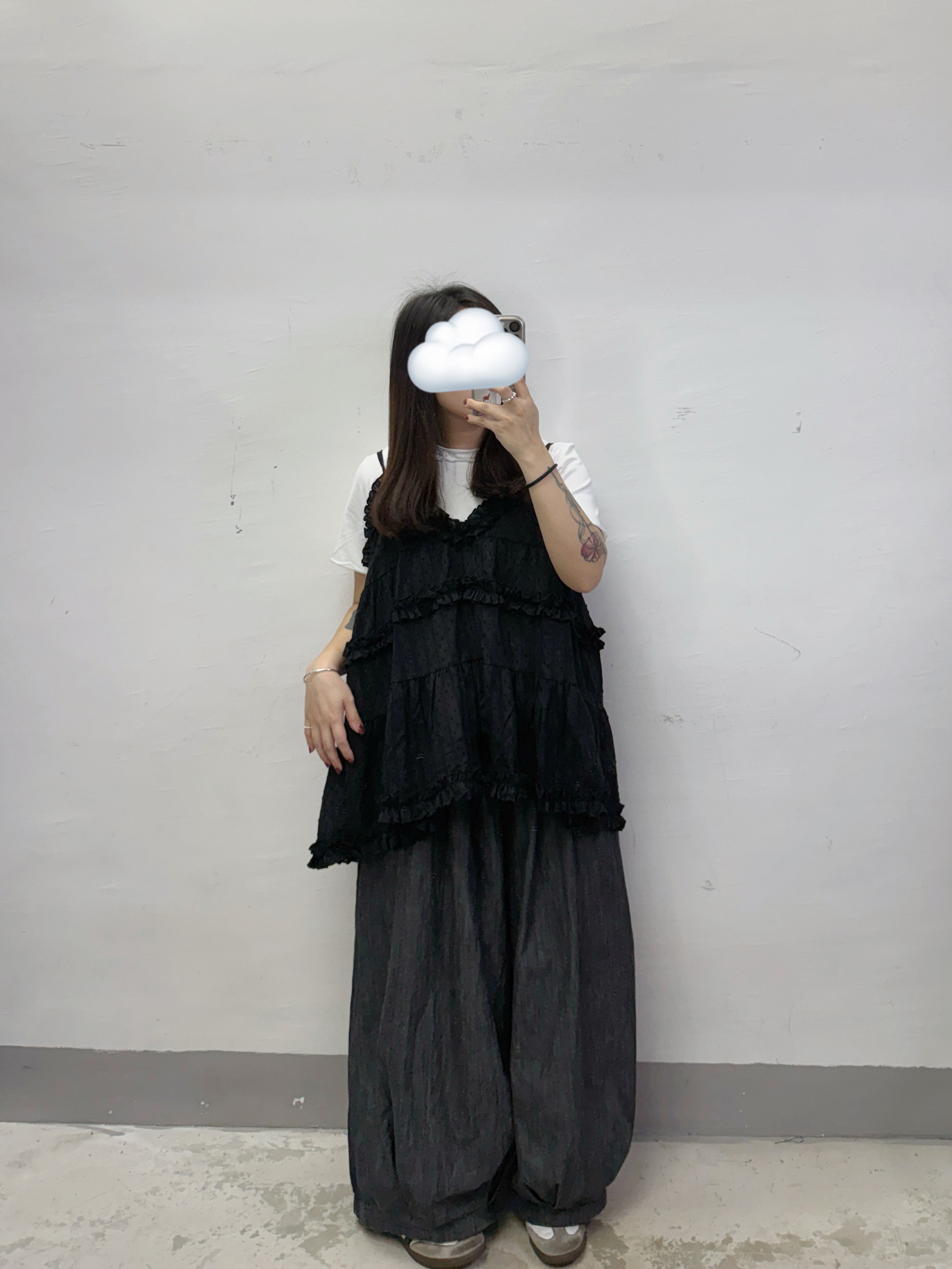 【SALE】捲邊領棉料basic top丨紅