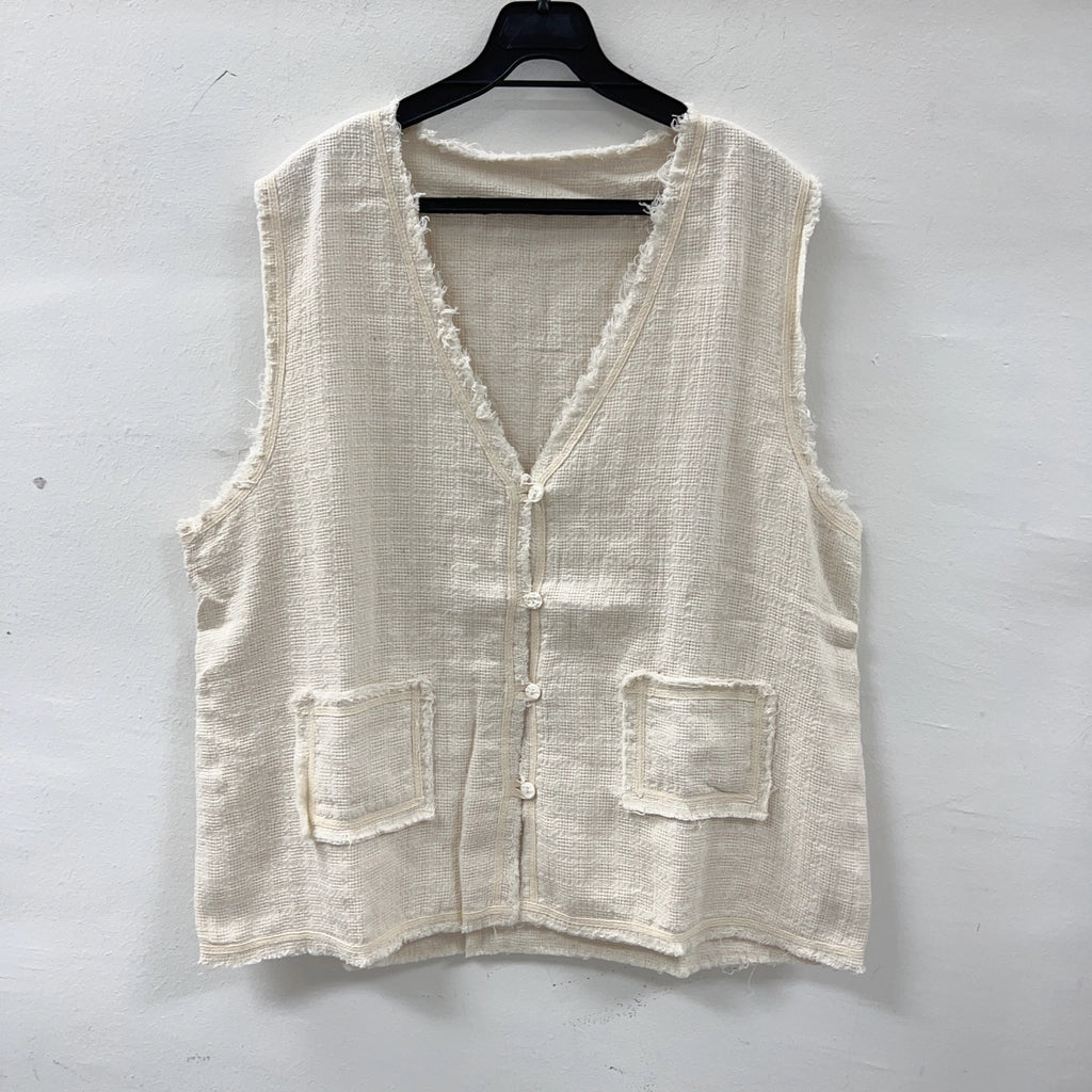 【SALE】披口麻料vest｜4 col