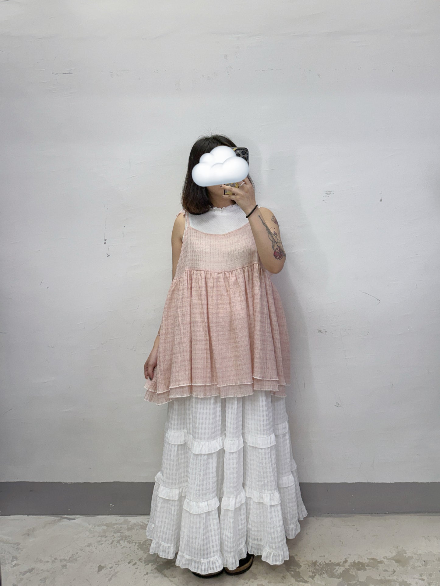 【SALE】格紋雙層綁帶外搭丨3 col