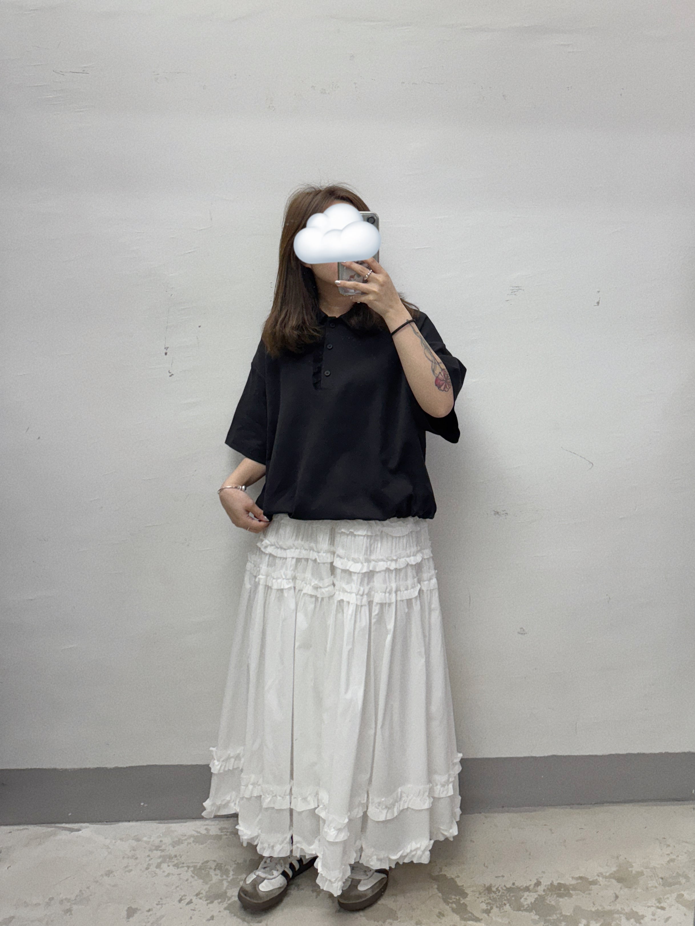 【SALE】拼lace有領top丨白