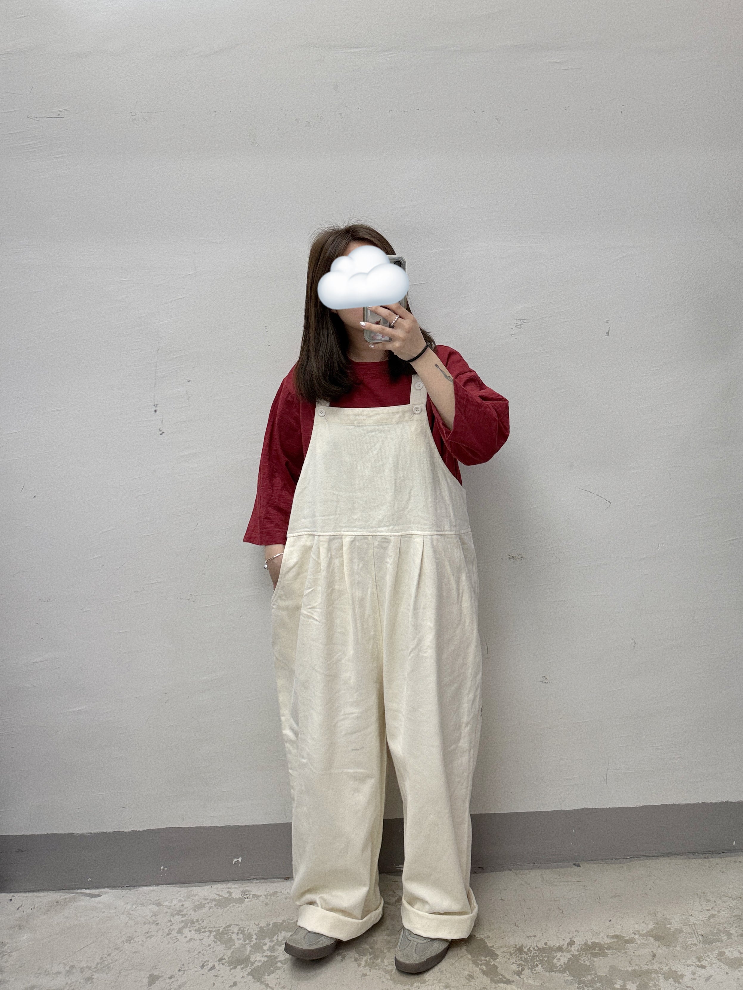 可調節工人褲丨米白