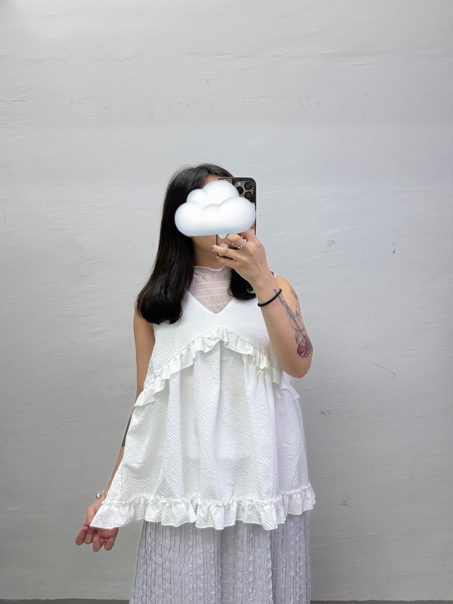 【SALE】v領ruffle外搭丨杏