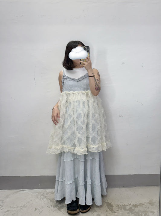 【新品優惠】波點紋拼紗ruffle中長外搭丨3 col
