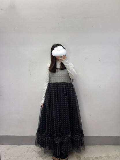 【SALE】紗紗格紋吊帶ops丨薄荷綠