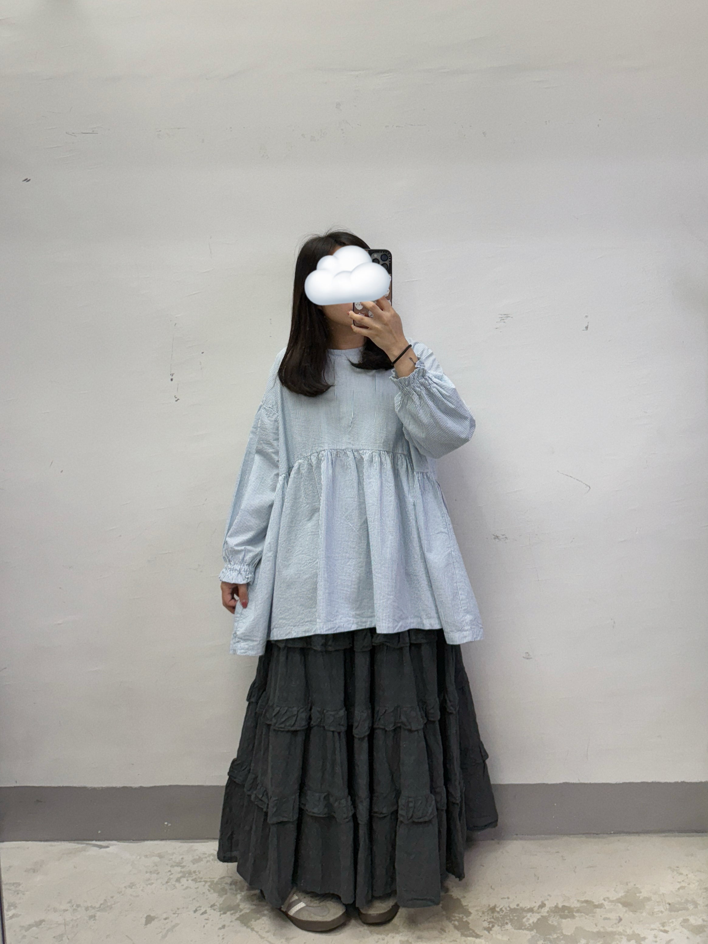 橡筋束袖條紋娃娃上衣丨4 col