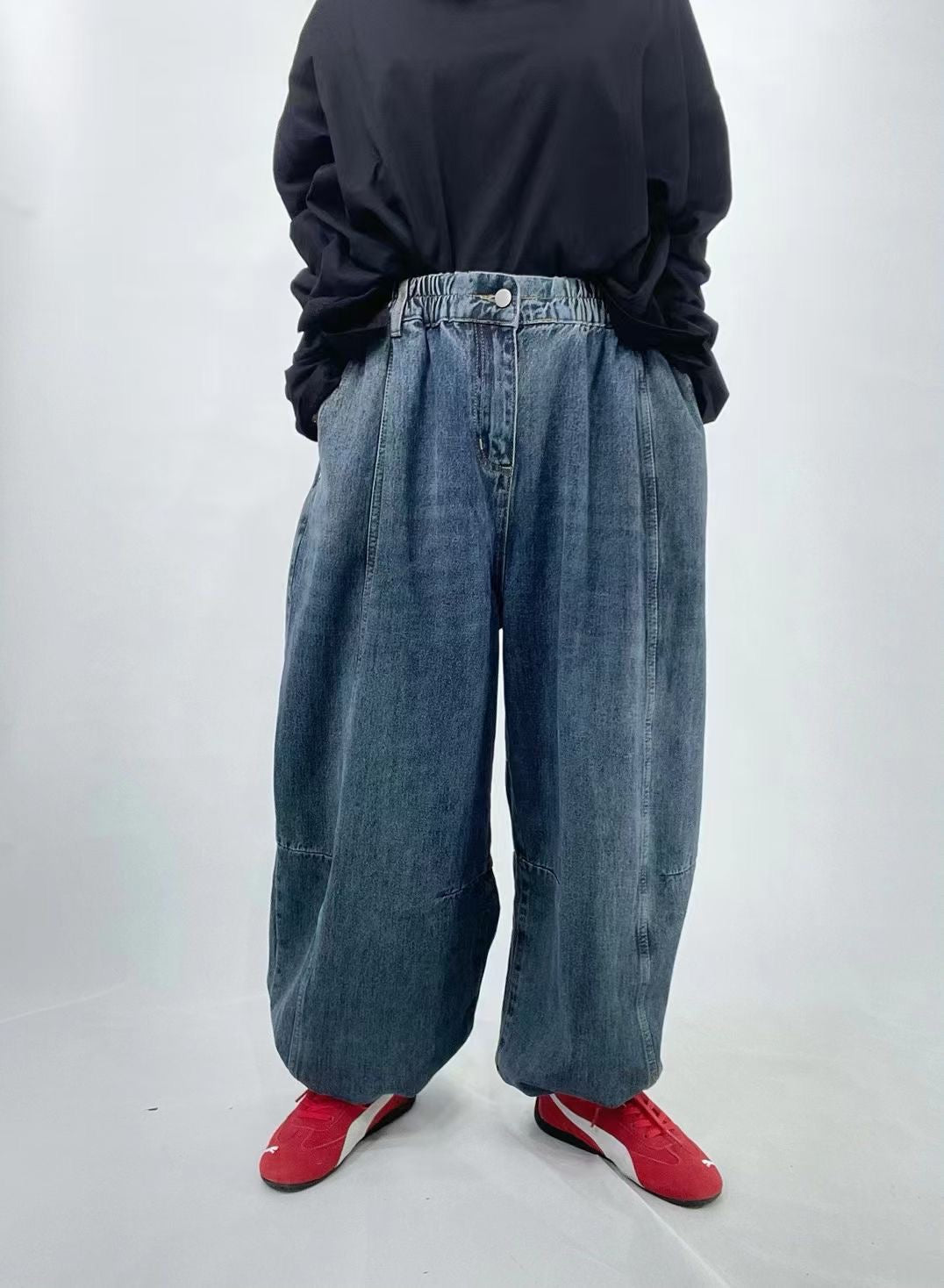 【SALE】洗水色可束腳牛仔褲｜2 col