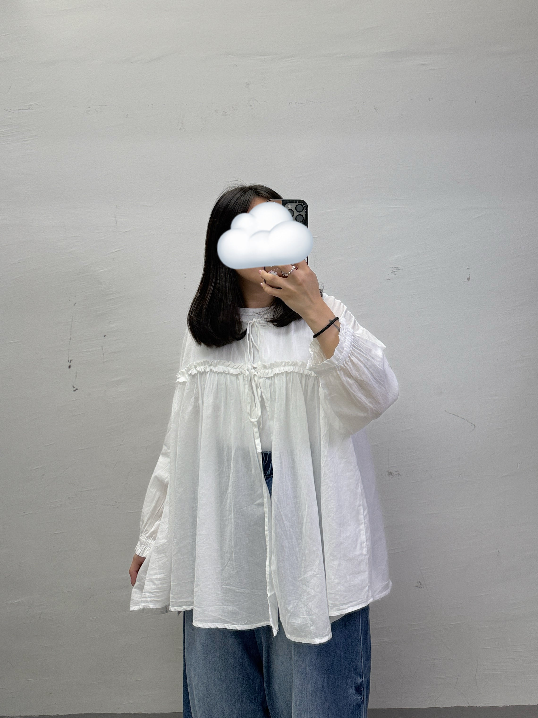 推！ruffle邊綁帶薄外襯丨白