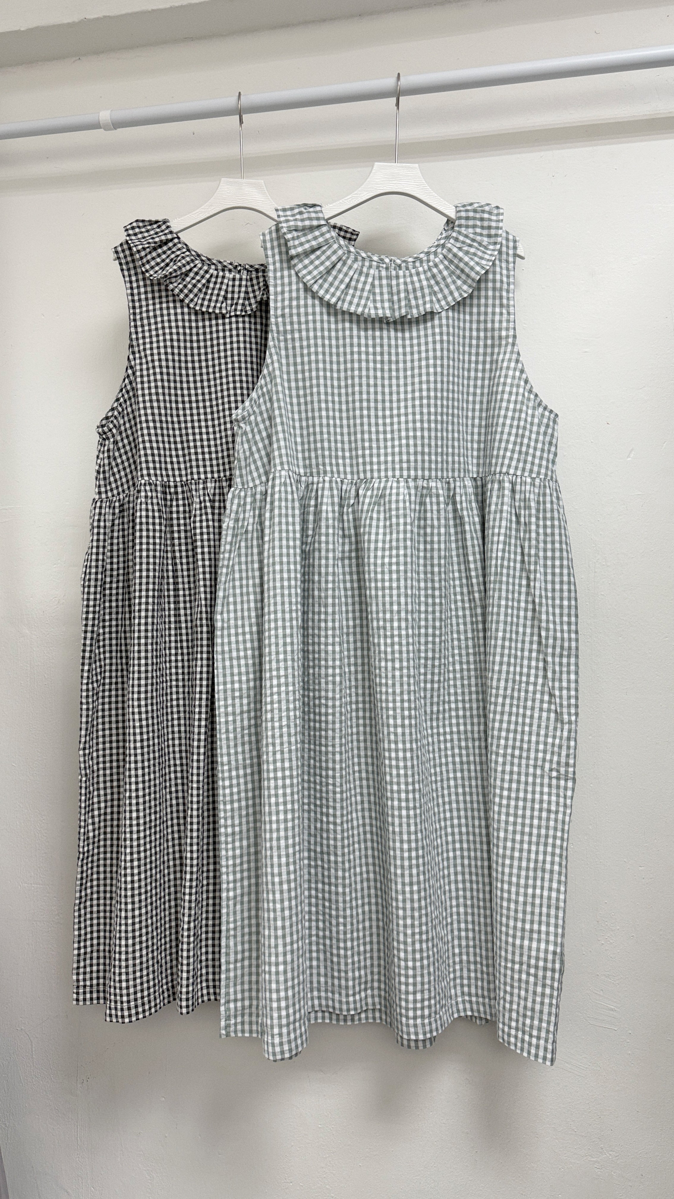 【SALE】荷葉領格紋ops丨2 col