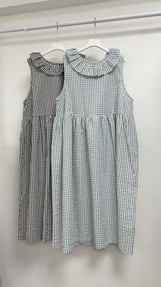 【SALE】荷葉領格紋ops丨2 col