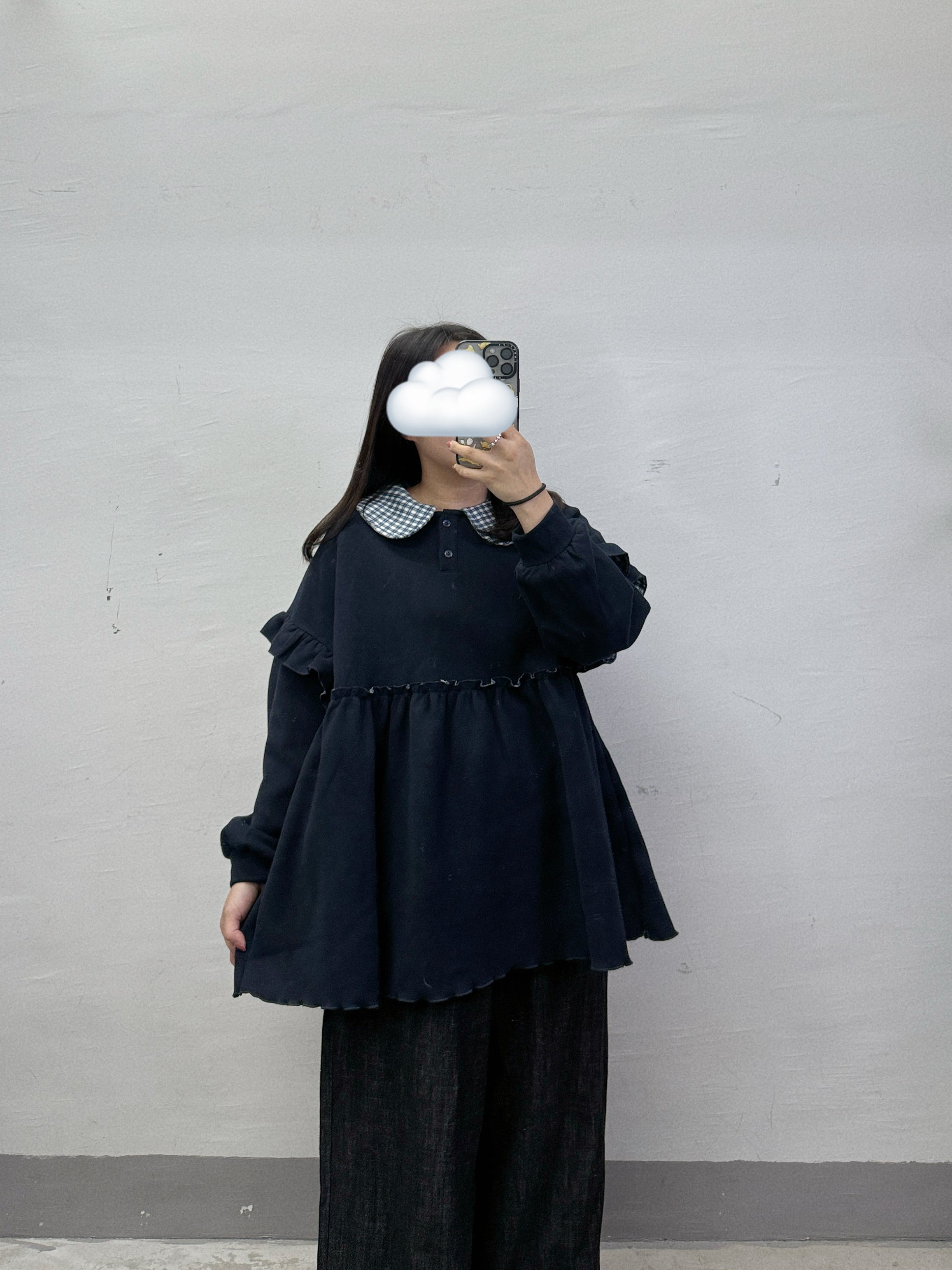 推！拼格娃娃領ruffle top(有側袋)丨3 col