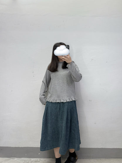 【SALE】下擺ruffle邊basic top丨啡