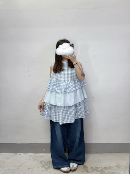 【SALE】層次ruffle邊拼布背心丨2 col