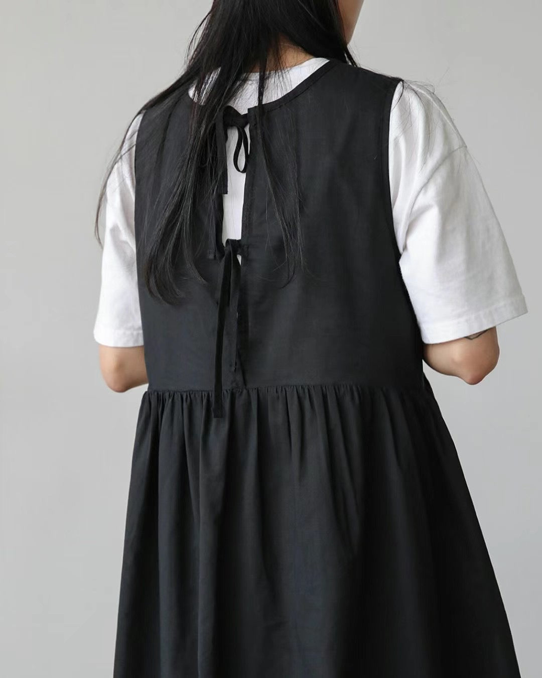 【SALE】2-way 綁帶蝴蝶結泡泡ops｜白