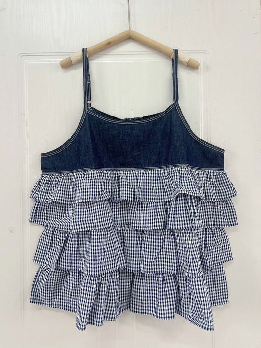 層次ruffle格紋拼牛仔外搭丨2 col