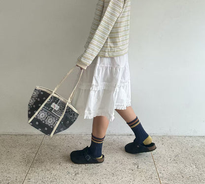 ruffle邊中長半身裙丨2 col