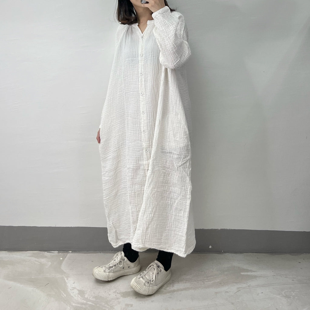 bb棉小v領排鈕ops｜杏