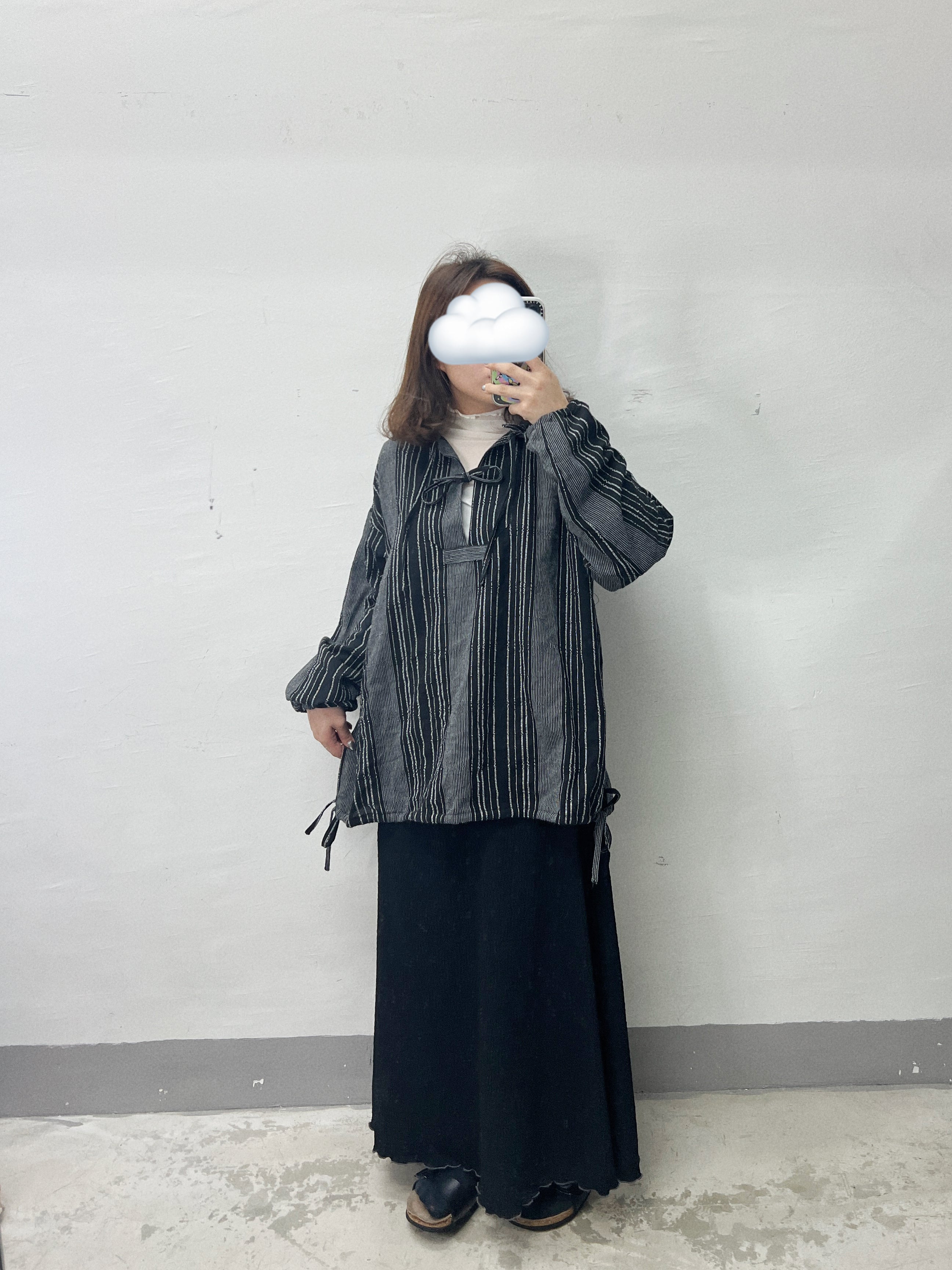 【SALE】綁帶蝴蝶結條子連帽top｜2 col