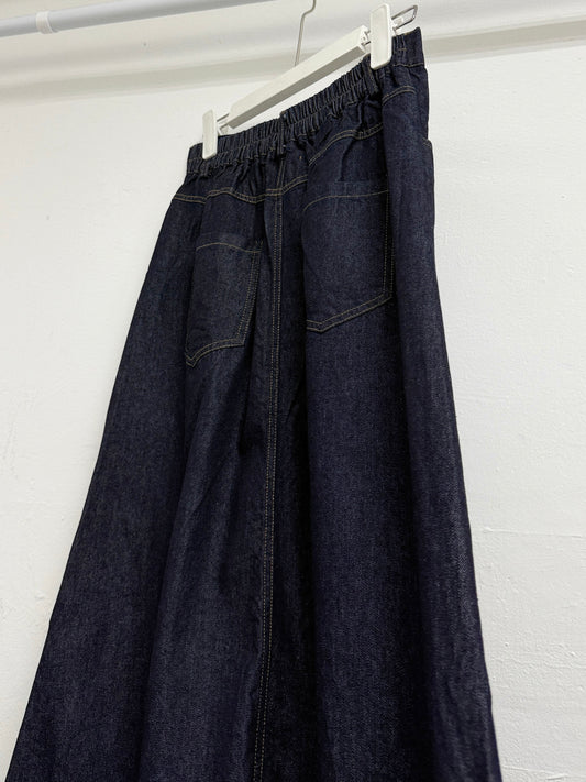 啡線披口牛仔半身裙