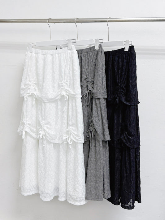 【新品優惠】花紋lace綁帶蝴蝶結層層裙丨3 col