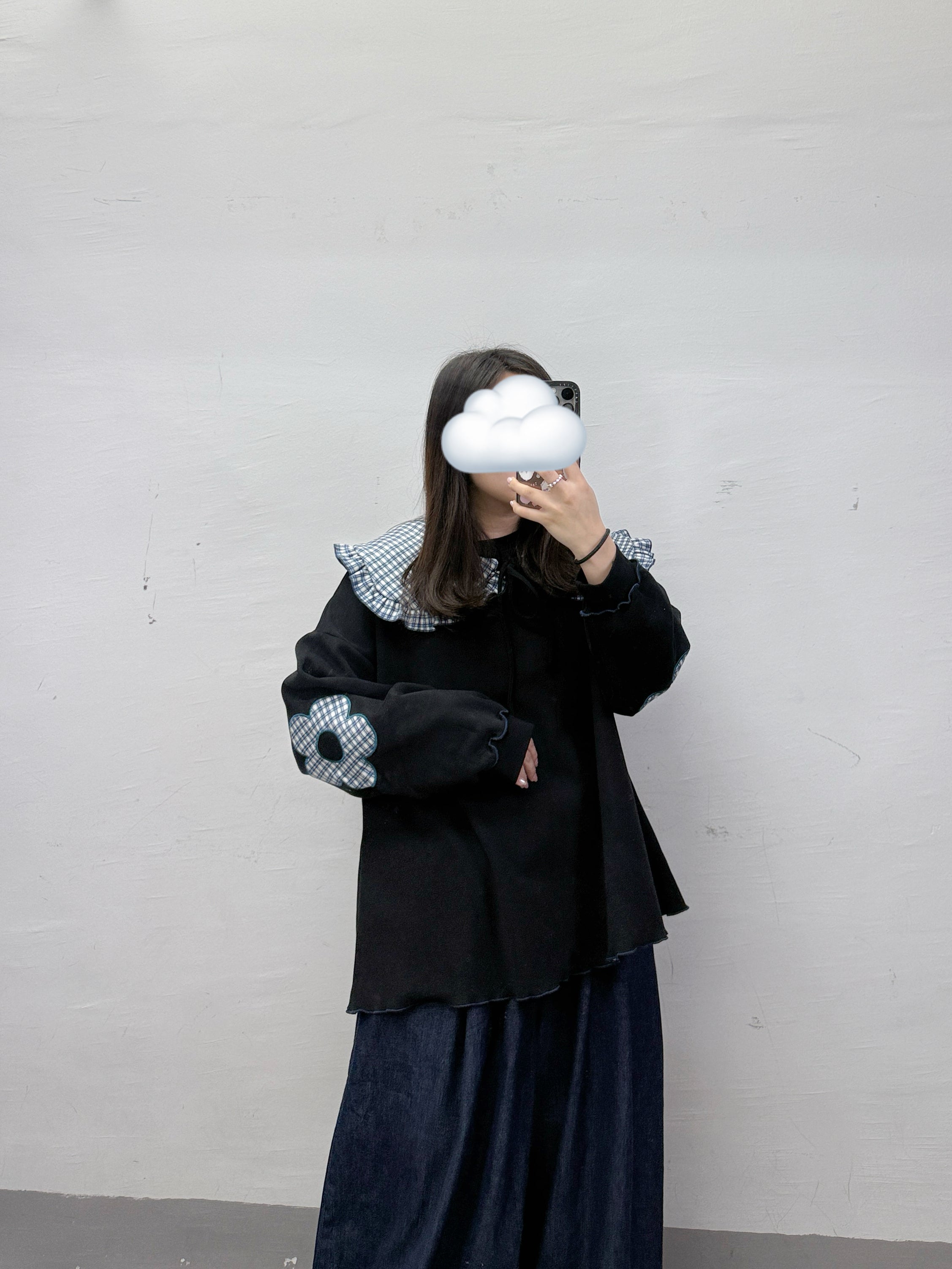 綁帶娃娃領拼布花花袖上衣丨4 col