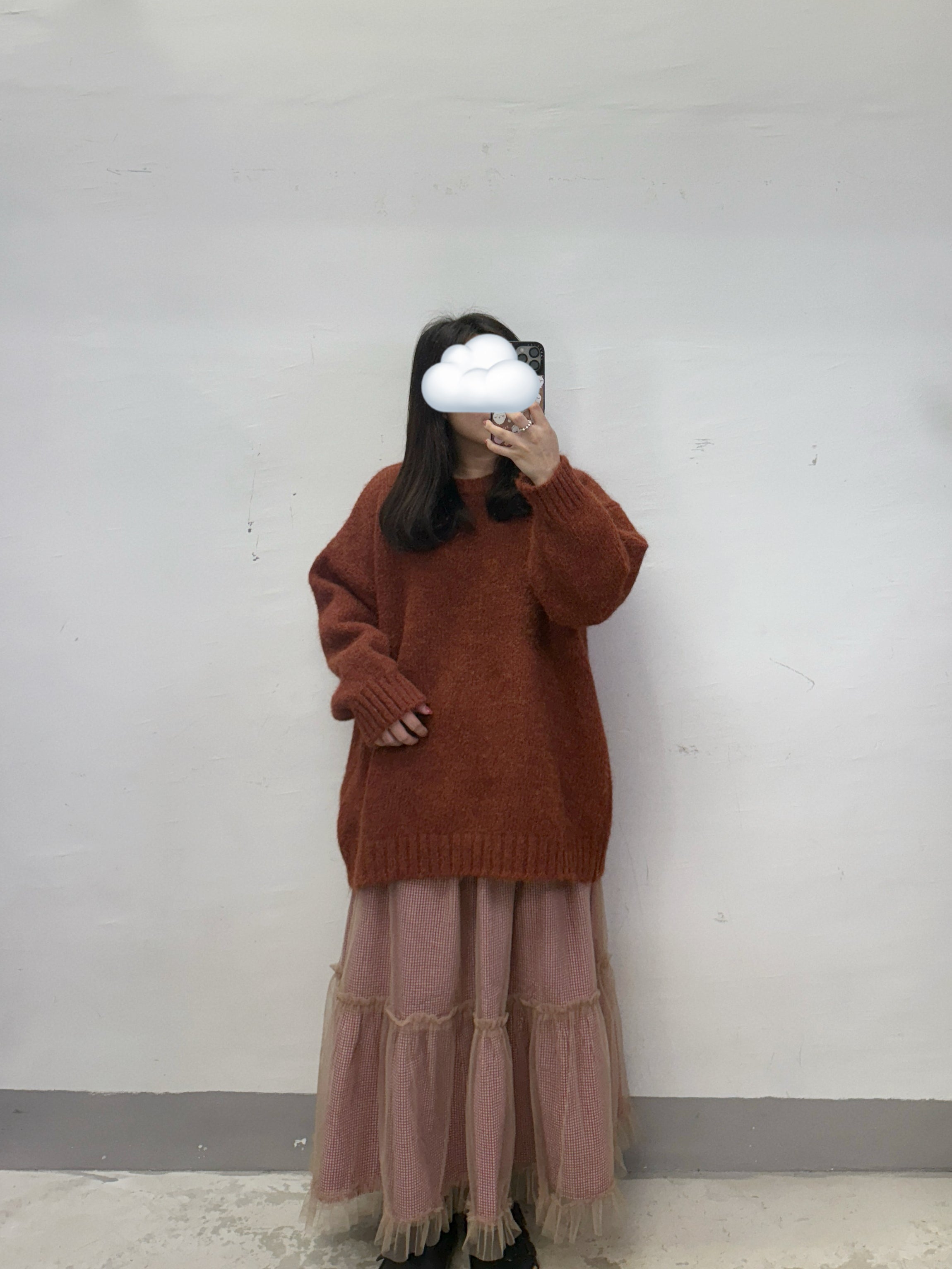 泡泡棉格紋拼紗半身裙丨2 col