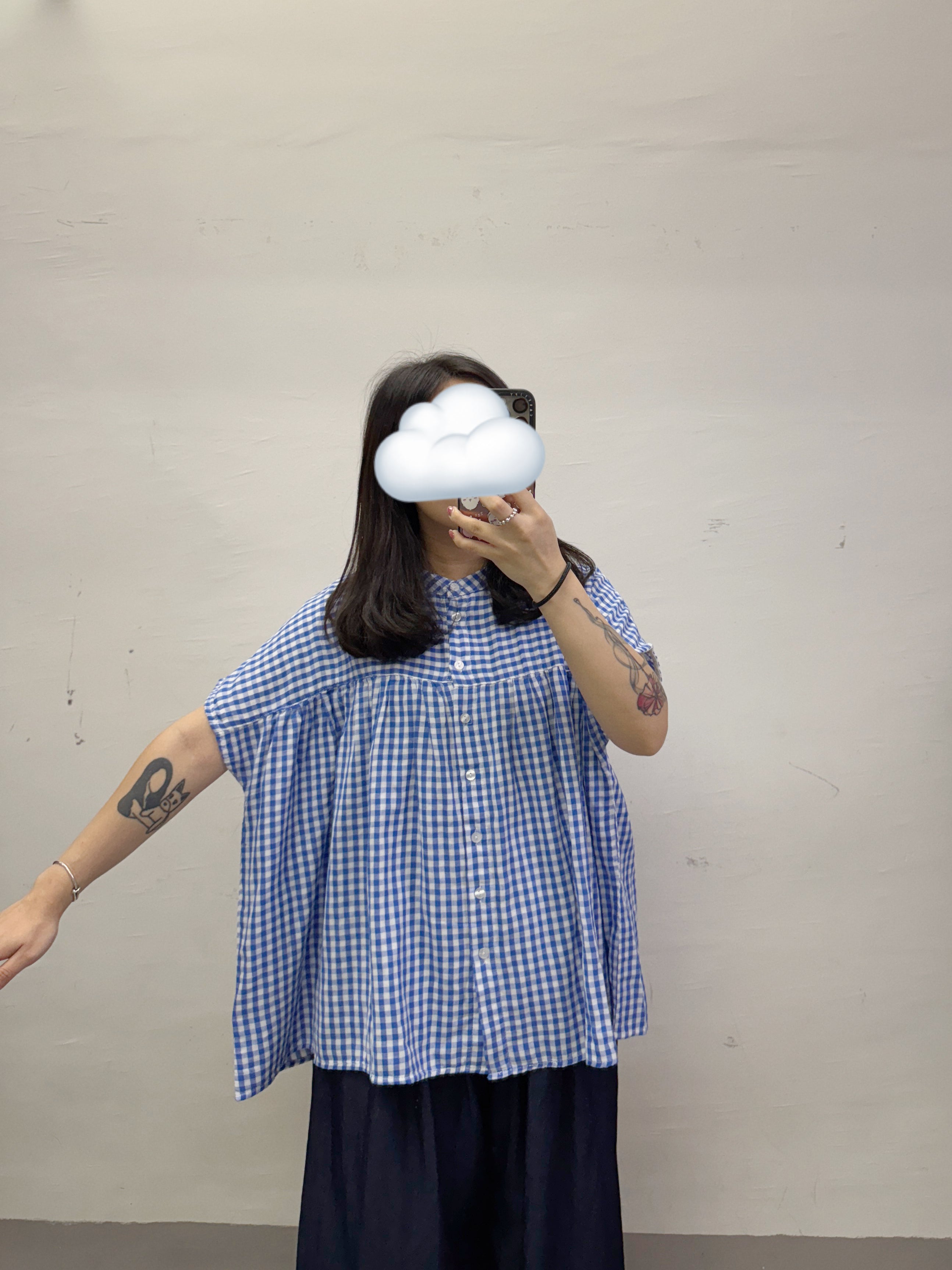 【SALE】舒服棉料格紋top丨藍