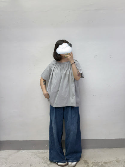 洗水色牛仔闊褲