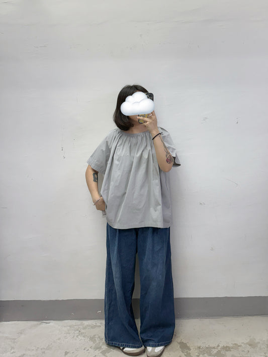 簡約橡筋圓領恤上衣丨3 col